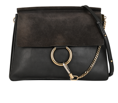 Large Faye, &pound;350, Handbags, Black, Leather/Suede, Front view